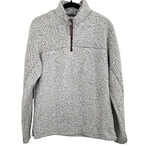 TRUE GRIT Frosty Tipped Sherpa 1/4‎ Zip Pullover XS Gray Fleece Cozy Outdoor